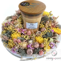 Szárazvirág WoodWick illatgyertyával